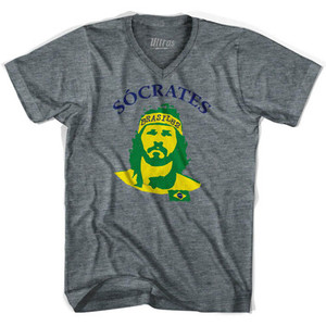 Socrates Brazil Adult Tri-Blend V-neck Soccer Legend T-shirt - Athletic Grey Socrates Brazil Adult Tri-Blend V-neck Soccer Legend T-shirt - Athletic Grey