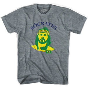 Socrates Brazil Adult Tri-Blend Soccer Legend T-shirt - Athletic Grey Socrates Brazil Adult Tri-Blend Soccer Legend T-shirt - Athletic Grey