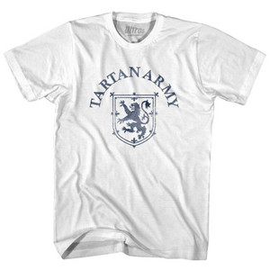 Scotland Lion Crest Tartan Army Soccer Adult Cotton T-Shirt - White Scotland Lion Crest Tartan Army Soccer Adult Cotton T-Shirt - White