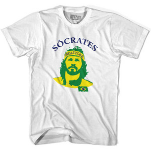 Socrates Brazil Adult Cotton Soccer Legend T-shirt - White Socrates Brazil Adult Cotton Soccer Legend T-shirt - White