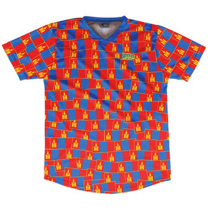 Ultras Mongolia Party Flags Soccer Jersey Made In USA - Blue Red Ultras Mongolia Party Flags Soccer Jersey Made In USA - Blue Red