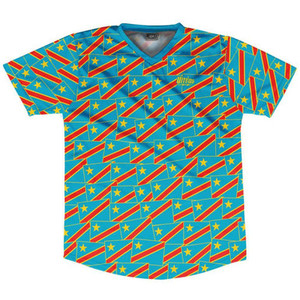 Ultras DR Congo Party Flags Soccer Jersey Made In USA-Blue Red Ultras DR Congo Party Flags Soccer Jersey Made In USA-Blue Red