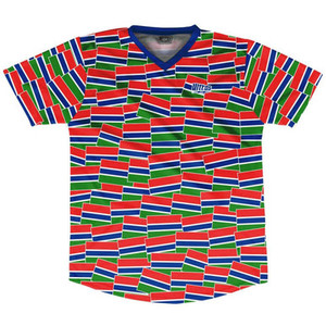 Ultras Gambia Party Flags Soccer Jersey Made In USA-Red Blue Ultras Gambia Party Flags Soccer Jersey Made In USA-Red Blue
