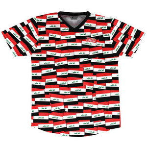 Ultras Iraq Party Flags Soccer Jersey Made In USA - Black Red Ultras Iraq Party Flags Soccer Jersey Made In USA - Black Red