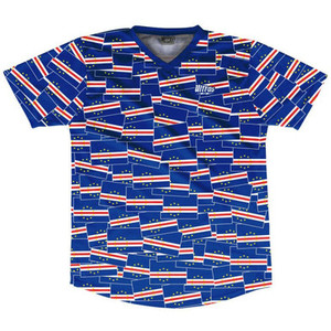 Ultras Cape Verde Party Flags Soccer Jersey Made In USA - Blue Ultras Cape Verde Party Flags Soccer Jersey Made In USA - Blue