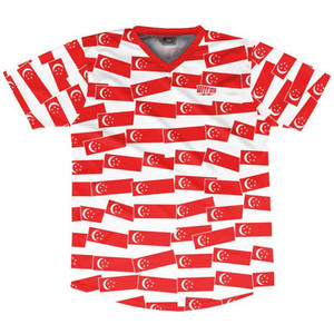 Ultras Singapore Party Flags Soccer Jersey Made In USA - Red White Ultras Singapore Party Flags Soccer Jersey Made In USA - Red White