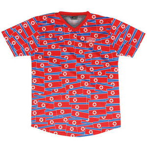 Ultras North Korea Party Flags Soccer Jersey Made In USA-Red Ultras North Korea Party Flags Soccer Jersey Made In USA-Red
