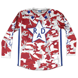RAD Cru Movie Red Camo Long Sleeve Soccer Jersey Made In USA - Red Camo RAD Cru Movie Red Camo Long Sleeve Soccer Jersey Made In USA - Red Camo