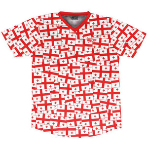 Ultras Georgia Party Flags Soccer Jersey Made In USA - White Red Ultras Georgia Party Flags Soccer Jersey Made In USA - White Red