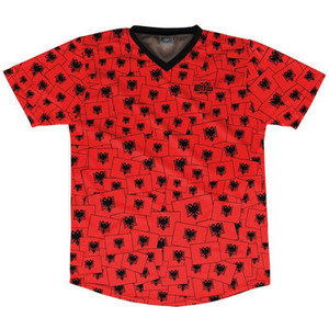 Ultras Albania Party Flags Soccer Jersey Made In USA-Red Ultras Albania Party Flags Soccer Jersey Made In USA-Red