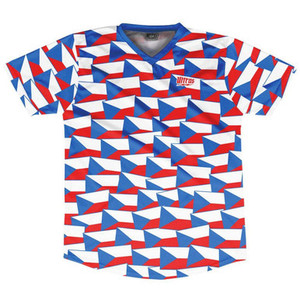 Ultras Czech Republic Party Flags Soccer Jersey Made In USA - Blue White Ultras Czech Republic Party Flags Soccer Jersey Made In USA - Blue White