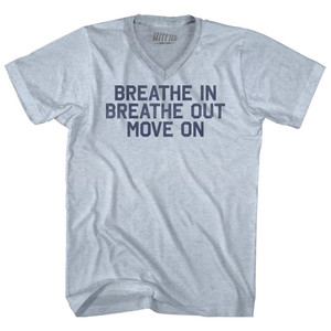Breath In Breath Out Move On Adult Tri-Blend V-neck T-shirt - Athletic White Breath In Breath Out Move On Adult Tri-Blend V-neck T-shirt - Athletic White