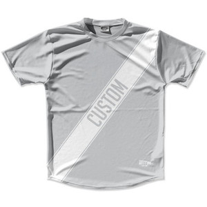 Medium Grey & White Custom Sash Running Shirt Made in USA - Medium Grey & White Medium Grey & White Custom Sash Running Shirt Made in USA - Medium Grey & White
