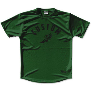 Hunter Green & Black Custom Track Wings Running Shirt Made in USA-Hunter Green & Black Hunter Green & Black Custom Track Wings Running Shirt Made in USA-Hunter Green & Black
