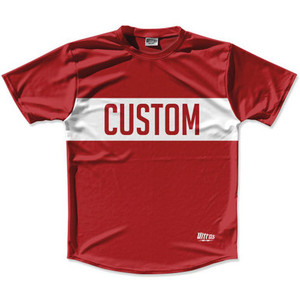 Dark Red & White Custom Finish Line Running Shirt Made in USA - Dark Red & White Dark Red & White Custom Finish Line Running Shirt Made in USA - Dark Red & White
