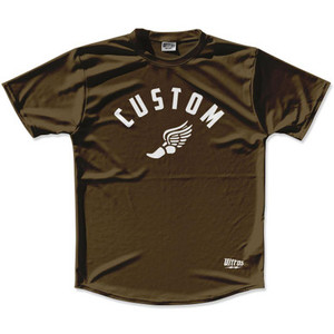 Dark Brown & White Custom Track Wings Running Shirt Made in USA-Dark Brown & White Dark Brown & White Custom Track Wings Running Shirt Made in USA-Dark Brown & White