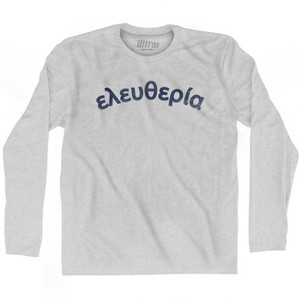 Freedom Collection Greek 'Eleftheria' Adult Cotton Long Sleeve T-Shirt by Ultras Freedom Collection Greek 'Eleftheria' Adult Cotton Long Sleeve T-Shirt by Ultras