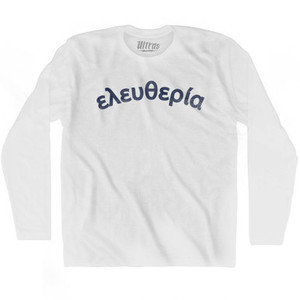 Freedom Collection Greek 'Eleftheria' Adult Cotton Long Sleeve T-Shirt by Ultras Freedom Collection Greek 'Eleftheria' Adult Cotton Long Sleeve T-Shirt by Ultras