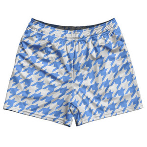 Blue Carolina And White Houndstooth Rugby Gym Short 5 Inch Inseam With Pockets Made In USA Blue Carolina And White Houndstooth Rugby Gym Short 5 Inch Inseam With Pockets Made In USA