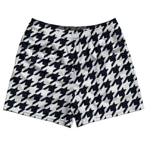 Blue Navy Almost Black And White Houndstooth Rugby Gym Short 5 Inch Inseam With Pockets Made In USA Blue Navy Almost Black And White Houndstooth Rugby Gym Short 5 Inch Inseam With Pockets Made In USA