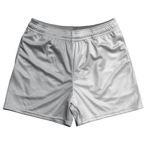 Grey Medium And White Quad Color Rugby Gym Short 5 Inch Inseam With Pockets Made In USA Grey Medium And White Quad Color Rugby Gym Short 5 Inch Inseam With Pockets Made In USA