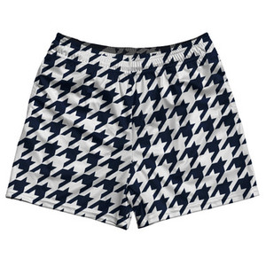 Blue Navy And White Houndstooth Rugby Gym Short 5 Inch Inseam With Pockets Made In USA Blue Navy And White Houndstooth Rugby Gym Short 5 Inch Inseam With Pockets Made In USA