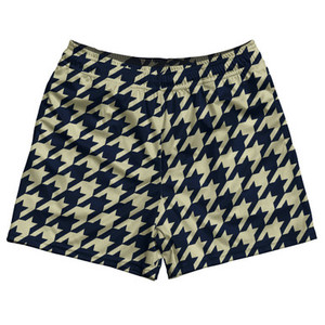 Blue Navy And Vegas Gold Houndstooth Rugby Gym Short 5 Inch Inseam With Pockets Made In USA