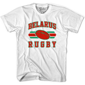 Belarus Rugby Ball 90's Rugby Ball T-shirt-Adult - White