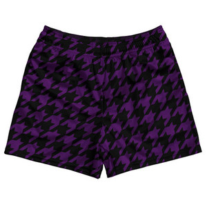Purple Medium And Black Houndstooth Rugby Gym Short 5 Inch Inseam With Pockets Made In USA Purple Medium And Black Houndstooth Rugby Gym Short 5 Inch Inseam With Pockets Made In USA
