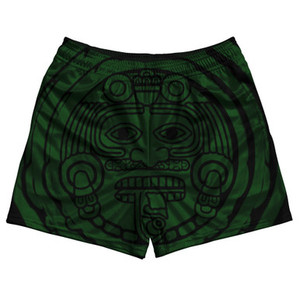 Mexico Aztec Sand Stone Calendar Rugby Gym Short 5 Inch Inseam With Pockets Made In USA - Green Mexico Aztec Sand Stone Calendar Rugby Gym Short 5 Inch Inseam With Pockets Made In USA - Green