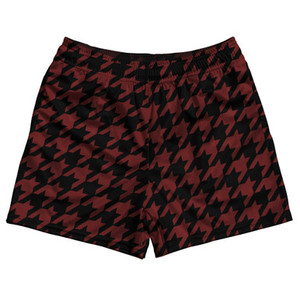 Red Maroon And Black Houndstooth Rugby Gym Short 5 Inch Inseam With Pockets Made In USA Red Maroon And Black Houndstooth Rugby Gym Short 5 Inch Inseam With Pockets Made In USA