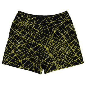 Laser Show Vertical Stripes Rugby Gym Short 5 Inch Inseam With Pockets Made In USA - Bright Yellow Laser Show Vertical Stripes Rugby Gym Short 5 Inch Inseam With Pockets Made In USA - Bright Yellow