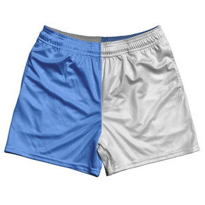 Blue Carolina And White Quad Color Rugby Gym Short 5 Inch Inseam With Pockets Made In USA Blue Carolina And White Quad Color Rugby Gym Short 5 Inch Inseam With Pockets Made In USA