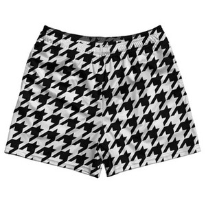 Black And White Houndstooth Rugby Gym Short 5 Inch Inseam With Pockets Made In USA Black And White Houndstooth Rugby Gym Short 5 Inch Inseam With Pockets Made In USA