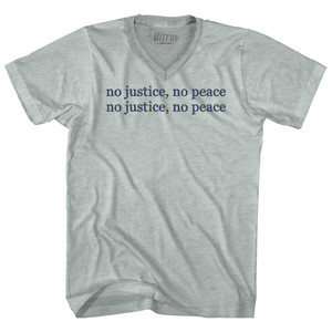 No Justice, No Peace Adult Tri-Blend V-neck T-shirt - Athletic Cool Grey No Justice, No Peace Adult Tri-Blend V-neck T-shirt - Athletic Cool Grey