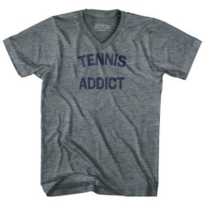 Tennis Addict Tri-Blend V-neck Womens Junior Cut T-shirt-Athletic Grey Tennis Addict Tri-Blend V-neck Womens Junior Cut T-shirt-Athletic Grey
