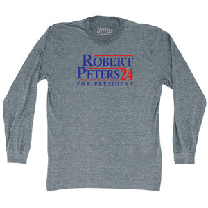 Robert Peters For President 24 Adult Tri-Blend Long Sleeve T-shirt - Athletic Grey Robert Peters For President 24 Adult Tri-Blend Long Sleeve T-shirt - Athletic Grey