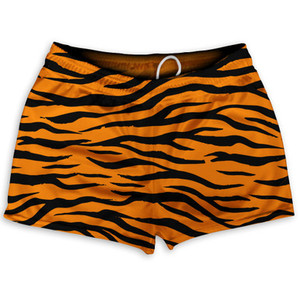 New Tiger Patten Shorty Short Gym Shorts 2.5" Inseam Made In USA - Orange Black New Tiger Patten Shorty Short Gym Shorts 2.5" Inseam Made In USA - Orange Black