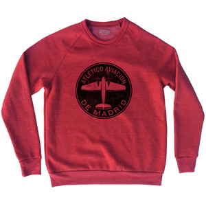 Atletico Aviacion De Madrid Roundel Adult Tri-Blend Sweatshirt - Red Heather Atletico Aviacion De Madrid Roundel Adult Tri-Blend Sweatshirt - Red Heather