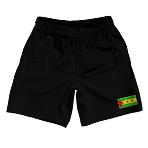 Sao Tome And Principe Country Heritage Flag Athletic Running Fitness Exercise Shorts 7" Inseam Made In USA Shorts by Ultras Sao Tome And Principe Country Heritage Flag Athletic Running Fitness Exercise Shorts 7" Inseam Made In USA Shorts by Ultras