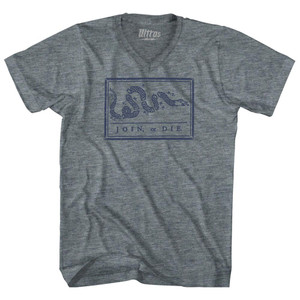 Harting Join Or Die Adult Tri-Blend V-neck T-shirt - Athletic Grey Harting Join Or Die Adult Tri-Blend V-neck T-shirt - Athletic Grey
