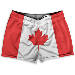 Canada County Flag Shorty Short Gym Shorts 2.5" Inseam Made In USA by Shorty Shorts Canada County Flag Shorty Short Gym Shorts 2.5" Inseam Made In USA by Shorty Shorts
