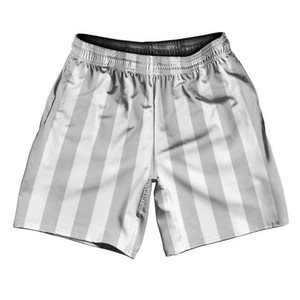Medium Gray & White Vertical Stripe Athletic Running Fitness Exercise Shorts 7" Inseam Shorts Made In USA by Ultras Medium Gray & White Vertical Stripe Athletic Running Fitness Exercise Shorts 7" Inseam Shorts Made In USA by Ultras