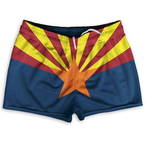 Arizona US State Flag Shorty Short Gym Shorts 2.5" Inseam Made In USA by Shorty Shorts Arizona US State Flag Shorty Short Gym Shorts 2.5" Inseam Made In USA by Shorty Shorts