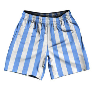 Carolina Blue & White Vertical Stripe Athletic Running Fitness Exercise Shorts 7" Inseam Shorts Made In USA by Ultras Carolina Blue & White Vertical Stripe Athletic Running Fitness Exercise Shorts 7" Inseam Shorts Made In USA by Ultras
