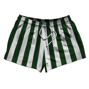 Hunter Green & White Vertical Stripe 2.5" Swim Shorts Made in USA by Ultras Hunter Green & White Vertical Stripe 2.5" Swim Shorts Made in USA by Ultras
