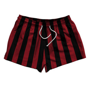 Cardinal Red & Black Vertical Stripe 2.5" Swim Shorts Made in USA by Ultras