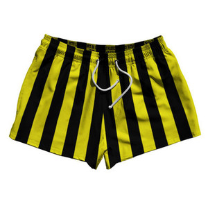 Canary Yellow & Black Vertical Stripe 2.5" Swim Shorts Made in USA by Ultras Canary Yellow & Black Vertical Stripe 2.5" Swim Shorts Made in USA by Ultras