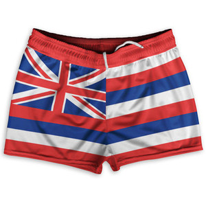 Hawaii US State Flag Shorty Short Gym Shorts 2.5" Inseam Made In USA by Shorty Shorts Hawaii US State Flag Shorty Short Gym Shorts 2.5" Inseam Made In USA by Shorty Shorts
