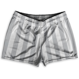 Medium Gray & White Vertical Stripe Shorty Short Gym Shorts 2.5" Inseam Made In USA by Ultras Medium Gray & White Vertical Stripe Shorty Short Gym Shorts 2.5" Inseam Made In USA by Ultras